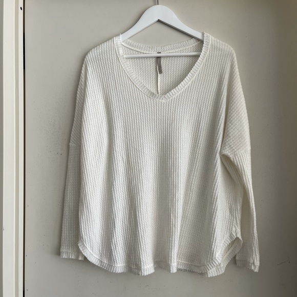 Mono B Tops - Mono B White Waffle Knit Brushed Shirt
